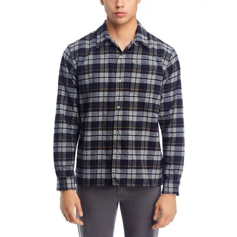 NORSE PROJECTS Shirt Mens Medium Gray Check Button Up CARSTEN FLANNEL $215